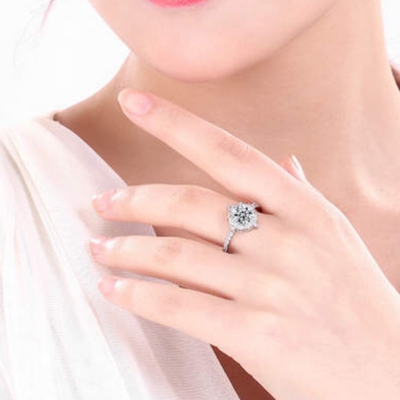 Luxury Flower 3ct AAA CZ Zircon Ring 925 - Picture 4 of 7